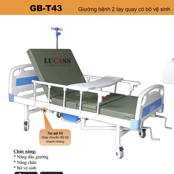 Giường bệnh có bô vệ sinh Lucass GB-T43